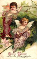 Glückwunsch Pfingsten, Zwei kleine Engel, Mandoline
