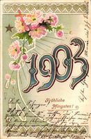 Glückwunsch Pfingsten, Jahreszahl 1903, Stern, Blumen