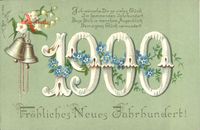 Glückwunsch Neujahr, Jahreszahl 1900, Glocken, Kitsch