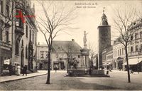Schönebeck an der Elbe, Blick auf den Markt mit Denkmal