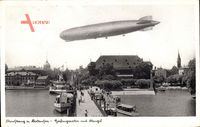 Konstanz Bodensee, Hafenpartie mit Konzil, LZ127, Graf Zeppelin