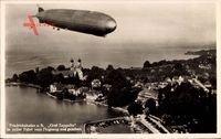 Friedrichshafen am Bodensee, Fliegeraufnahme vom Graf Zeppelin, LZ 127