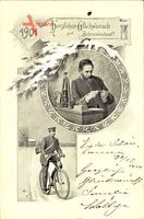 Glückwunsch Neujahr, Jahreszahl 1901, Telegraf, Postbote