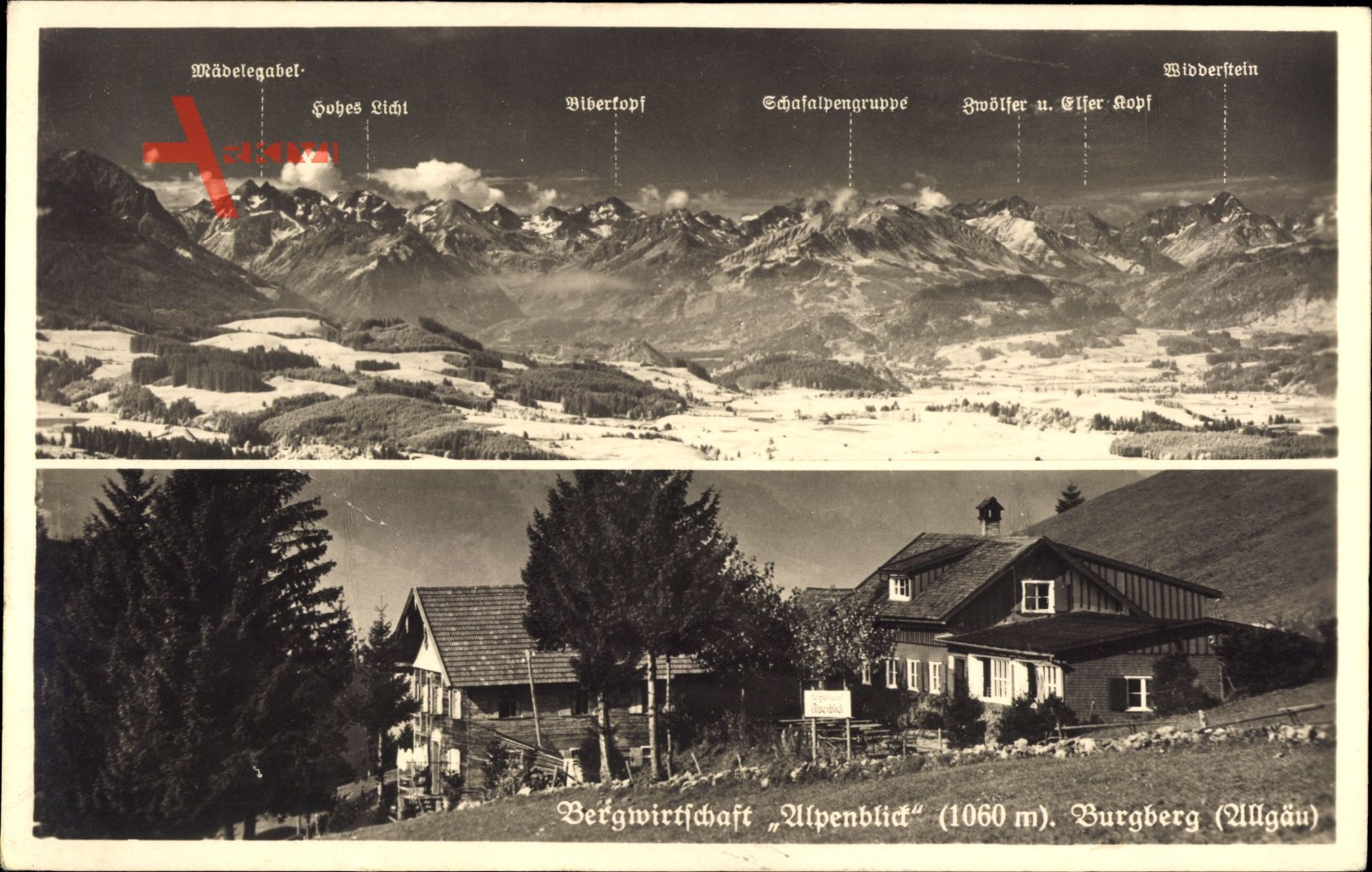 Burgberg im Allgäu, Bergwirtschaft Alpenblick, Alpenpanorama