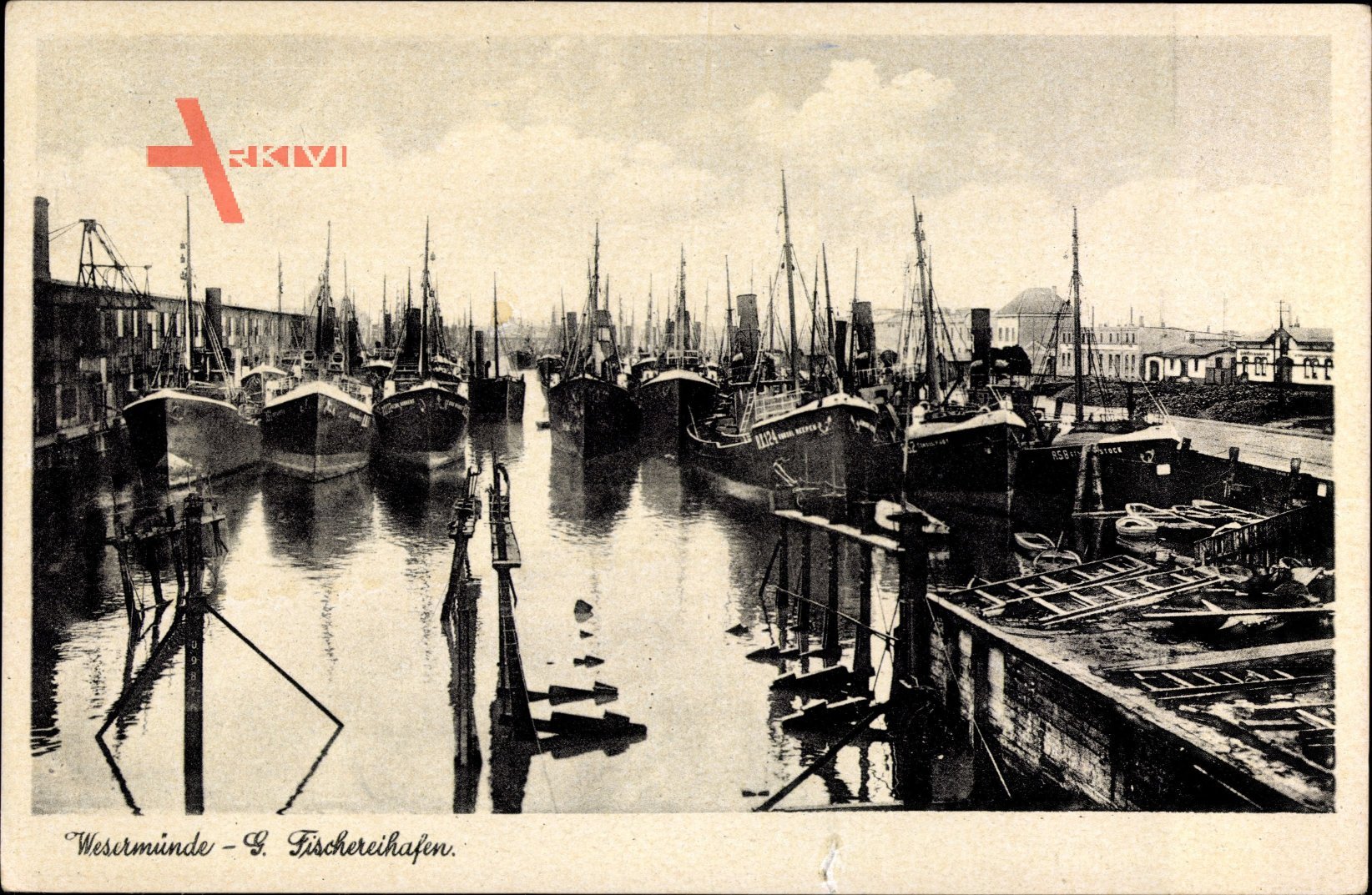 Wesermünde Bremerhaven, Blick auf den Fischereihafen, Schiffe