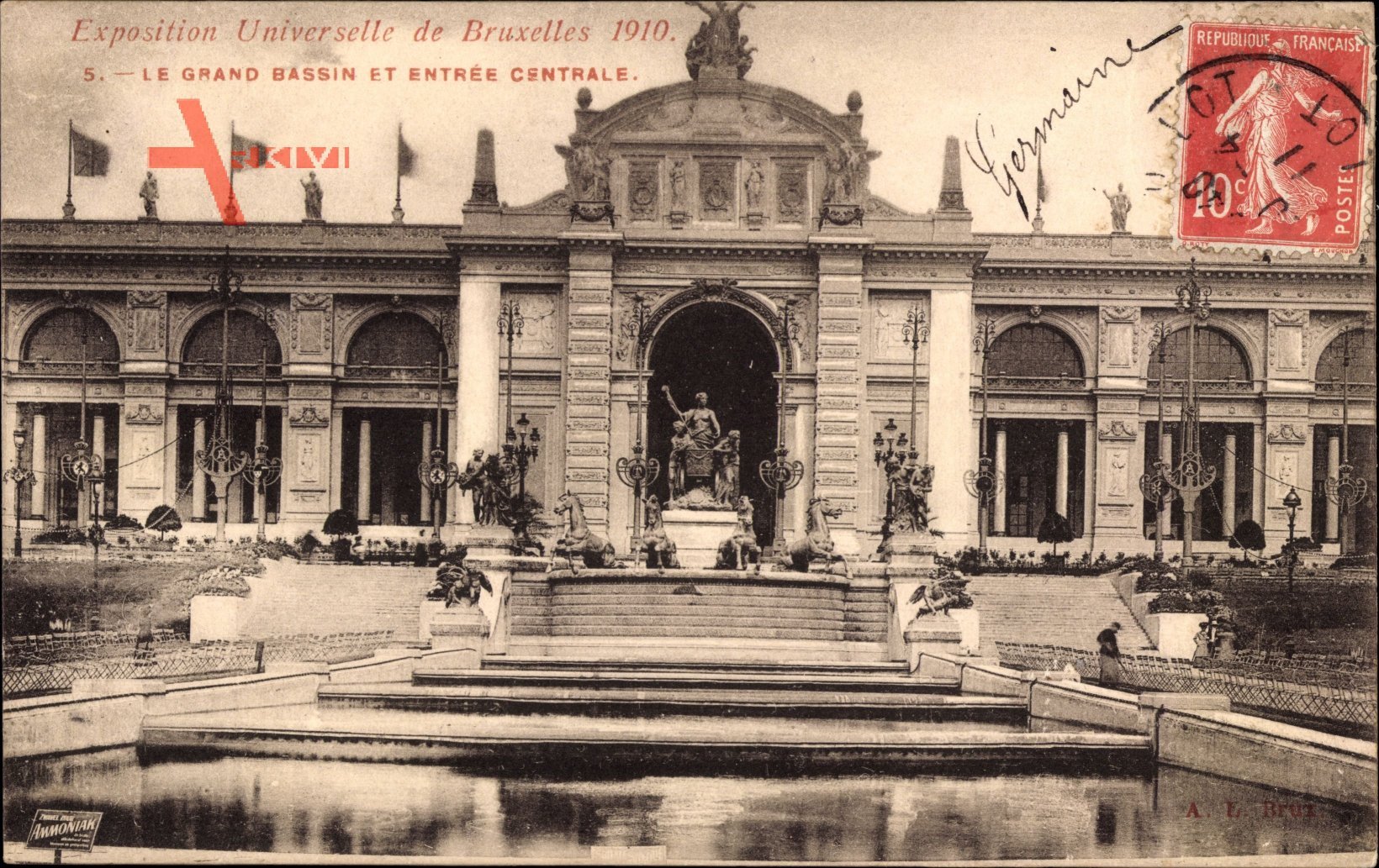 Bruxelles Brüssel, Expo 1910, Weltausstellung, Grand Bassin, Entrée