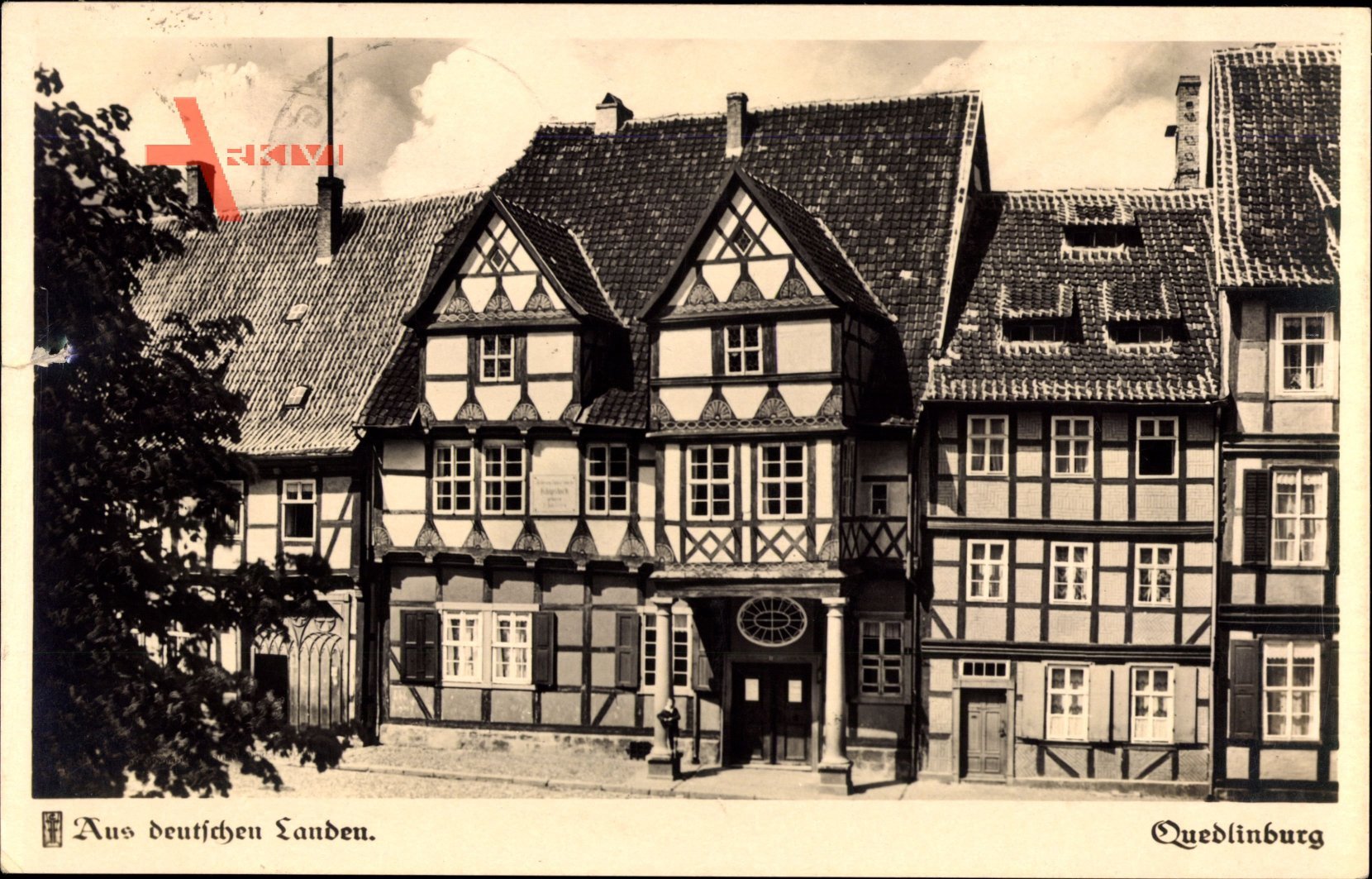 Quedlinburg im Harz, Blick auf klassische Fachwerkhäuser, Klopstockhaus