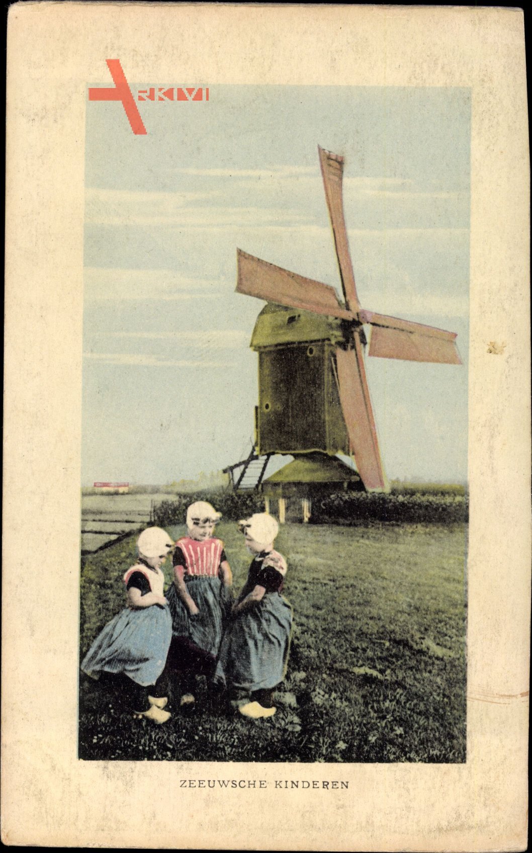 Niederlande, Zeeuwsche Kinderen, Niederländer, Kinder, Windmühle