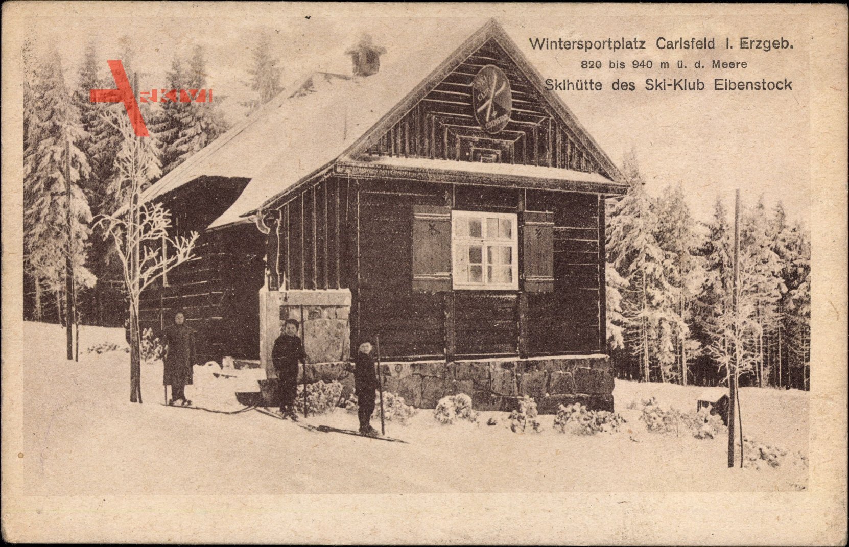 Carlsfeld Eibenstock im Erzgebirge, Skihütte, Ski Klub im Winter