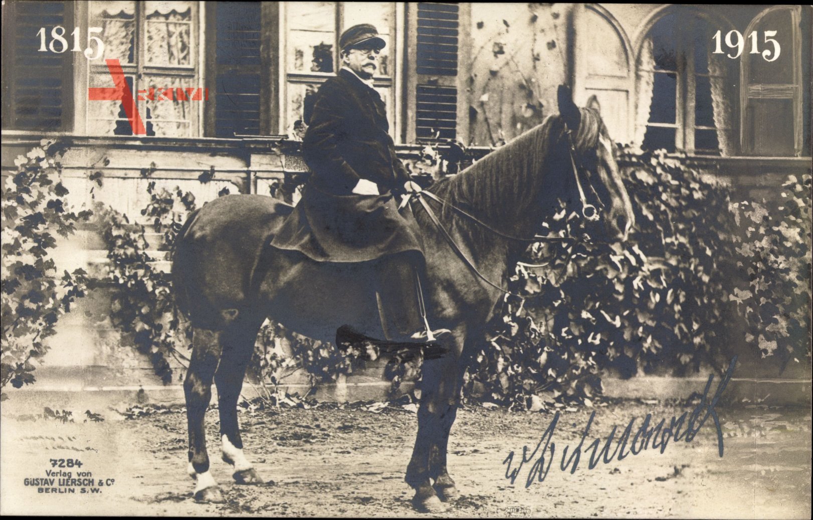 Fürst Otto von Bismarck, Auf einem Pferd sitzend, 1915, Liersch 7284