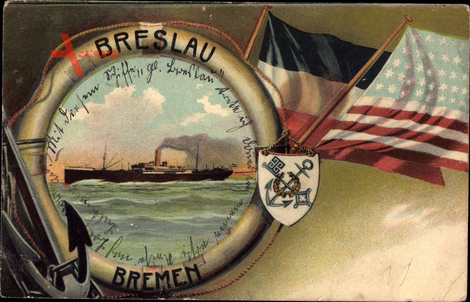 Passepartout Dampfschiff Breslau, Norddeutscher Lloyd Bremen, USA