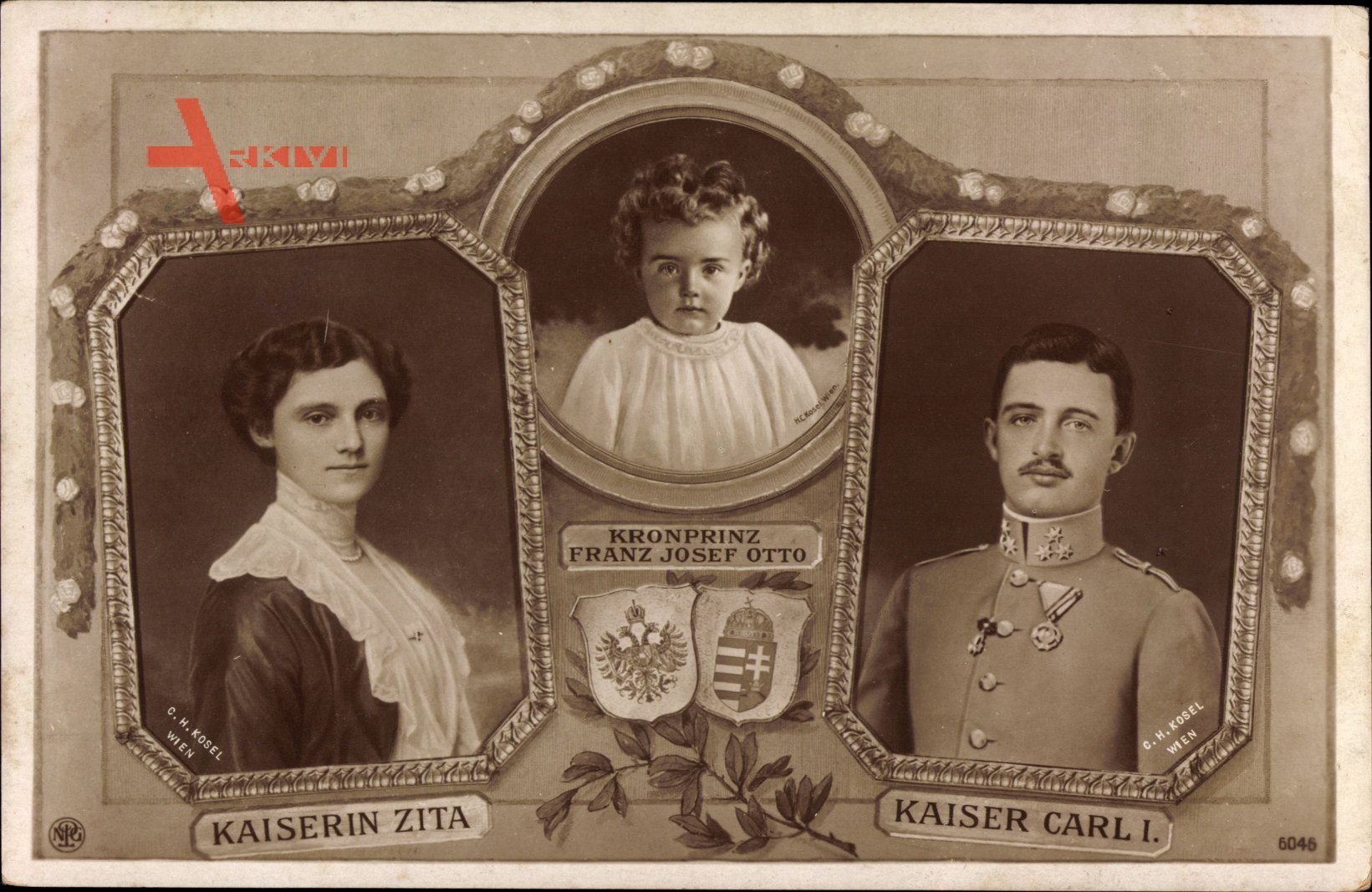 Kaiser Karl I. von Österreich Ungarn,Kaiserin Zita,Kronprinz Franz Josef Otto