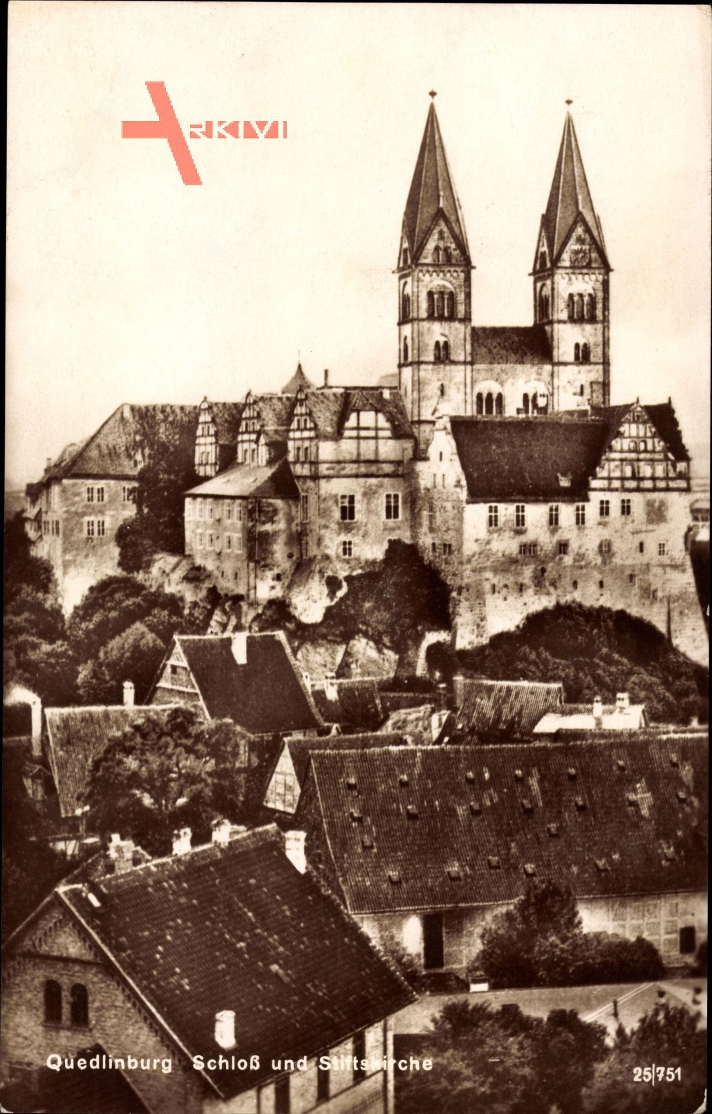 Quedlinburg im Harz, Blick auf Schloß und Stiftskirche
