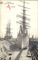 Antwerpen Flandern, Voilier en cale sèche, Segelschiff im Trockendock