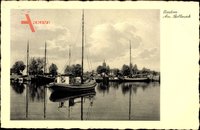 Usedom an der Ostsee, Partie am Bollwerk, Blick auf Fischerboote