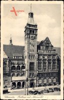 Chemnitz Sachsen, Blick auf das Rathaus und Neumarkt, Giebel, Autos
