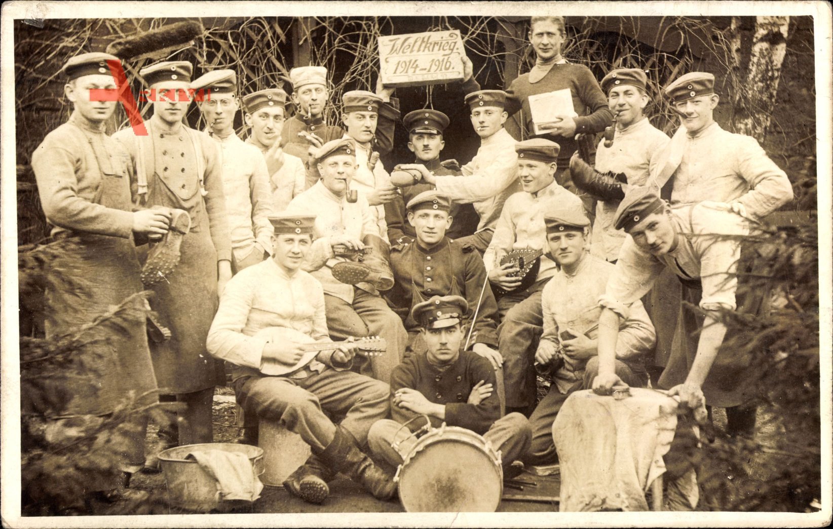 Deutsche Soldaten, Gruppenfoto, Weltkrieg 1916, Uniformen, Musiker