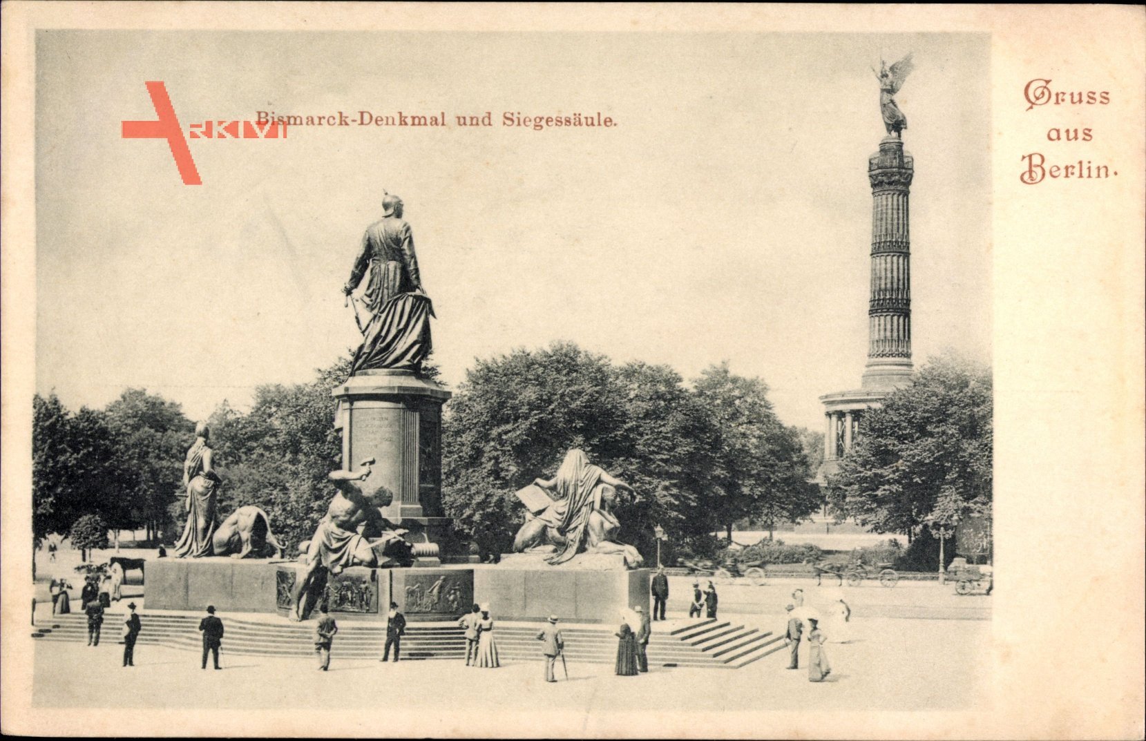 Berlin Tiergarten, Blick auf das Bismarck Denkmal und die Siegessäule
