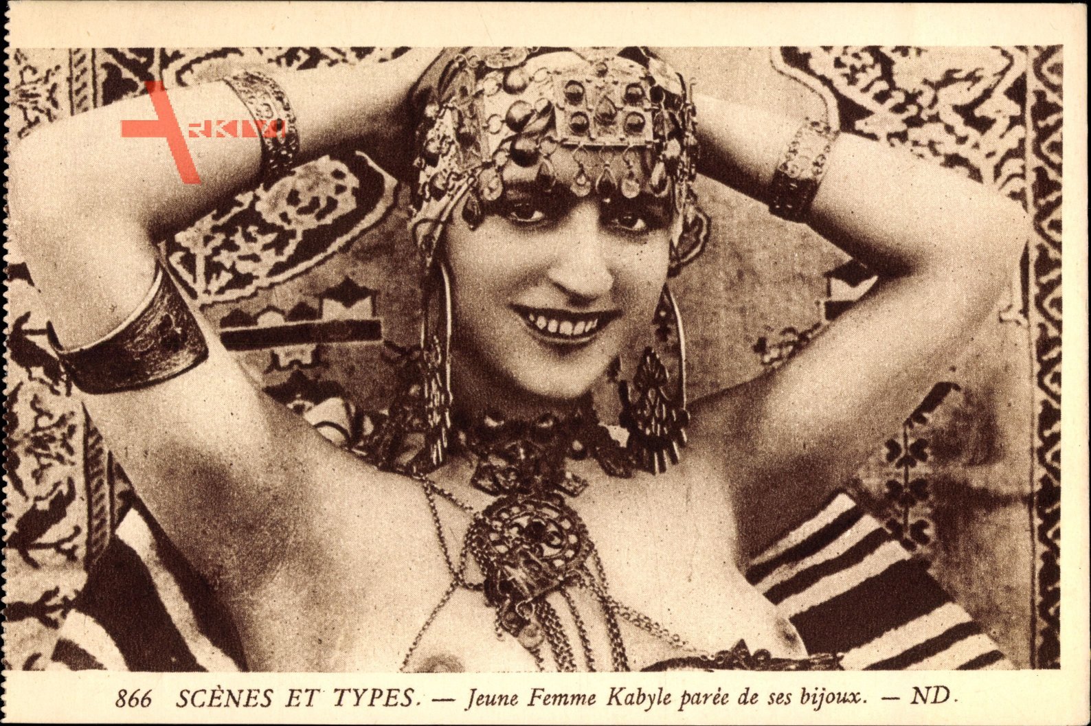 Scenes et Types, Jeune Femme Kabyle paree de ses bijous, Neurdein Frères 866