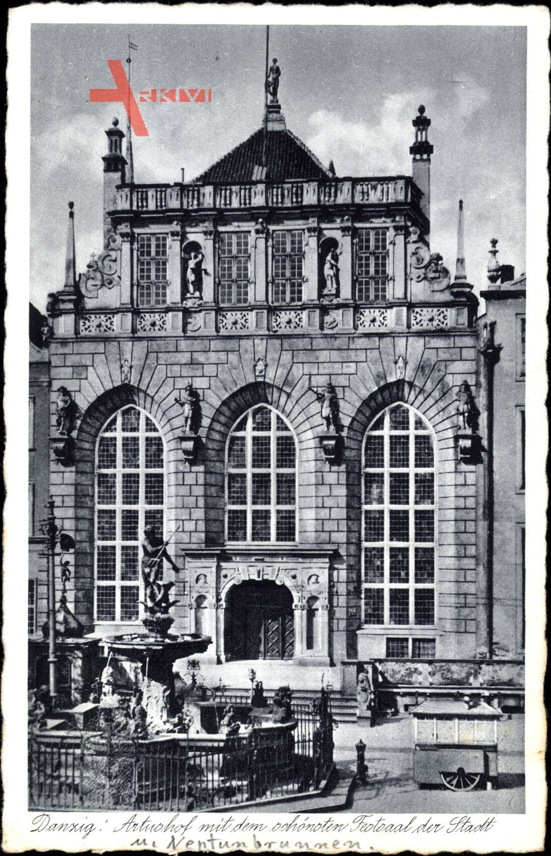 Gdańsk Danzig, Artushof mit dem schönsten Festsaal der Stadt, Neptunbrunnen