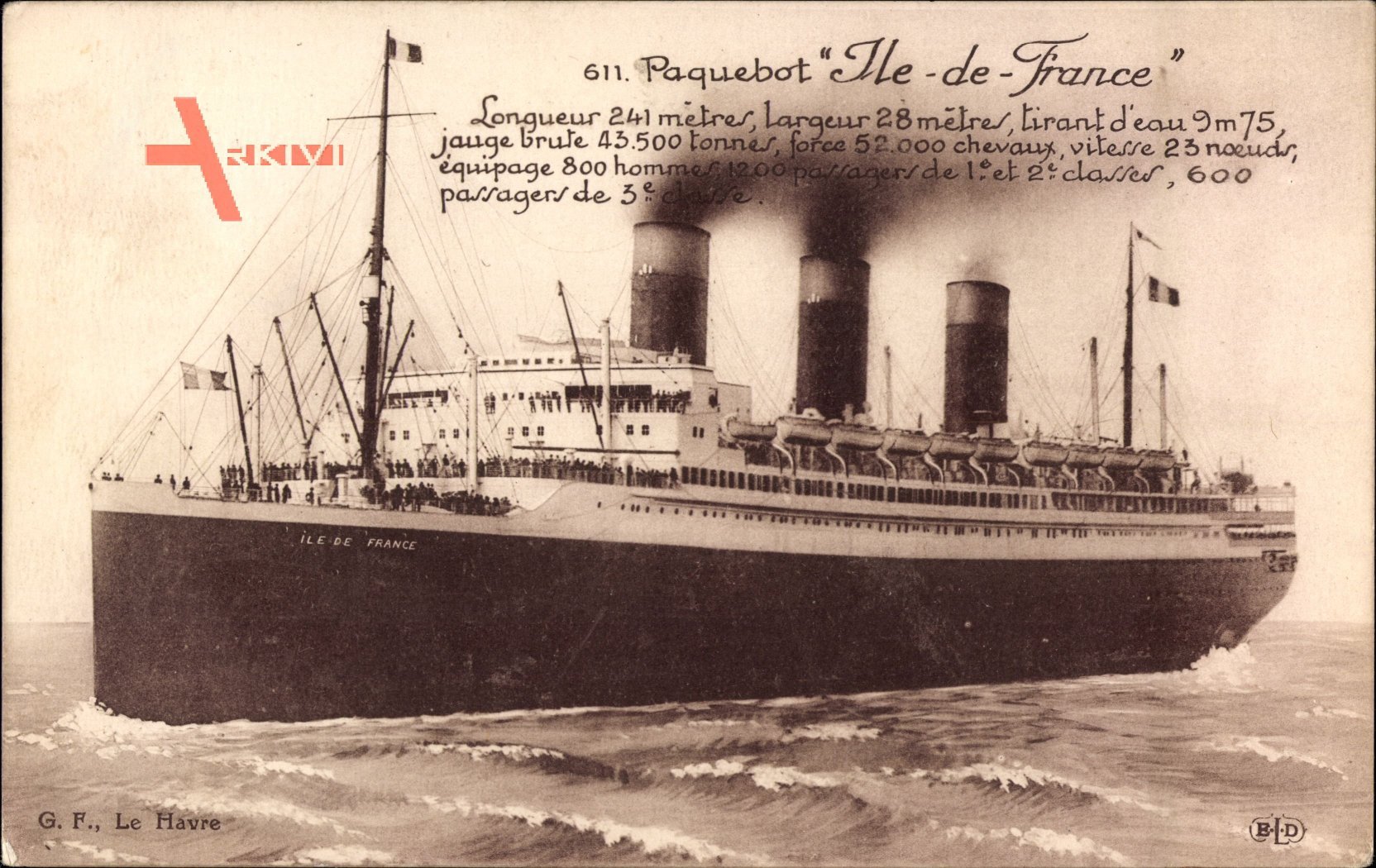 Paquebot Ile de France, Dampfschiff, CGT, French Line