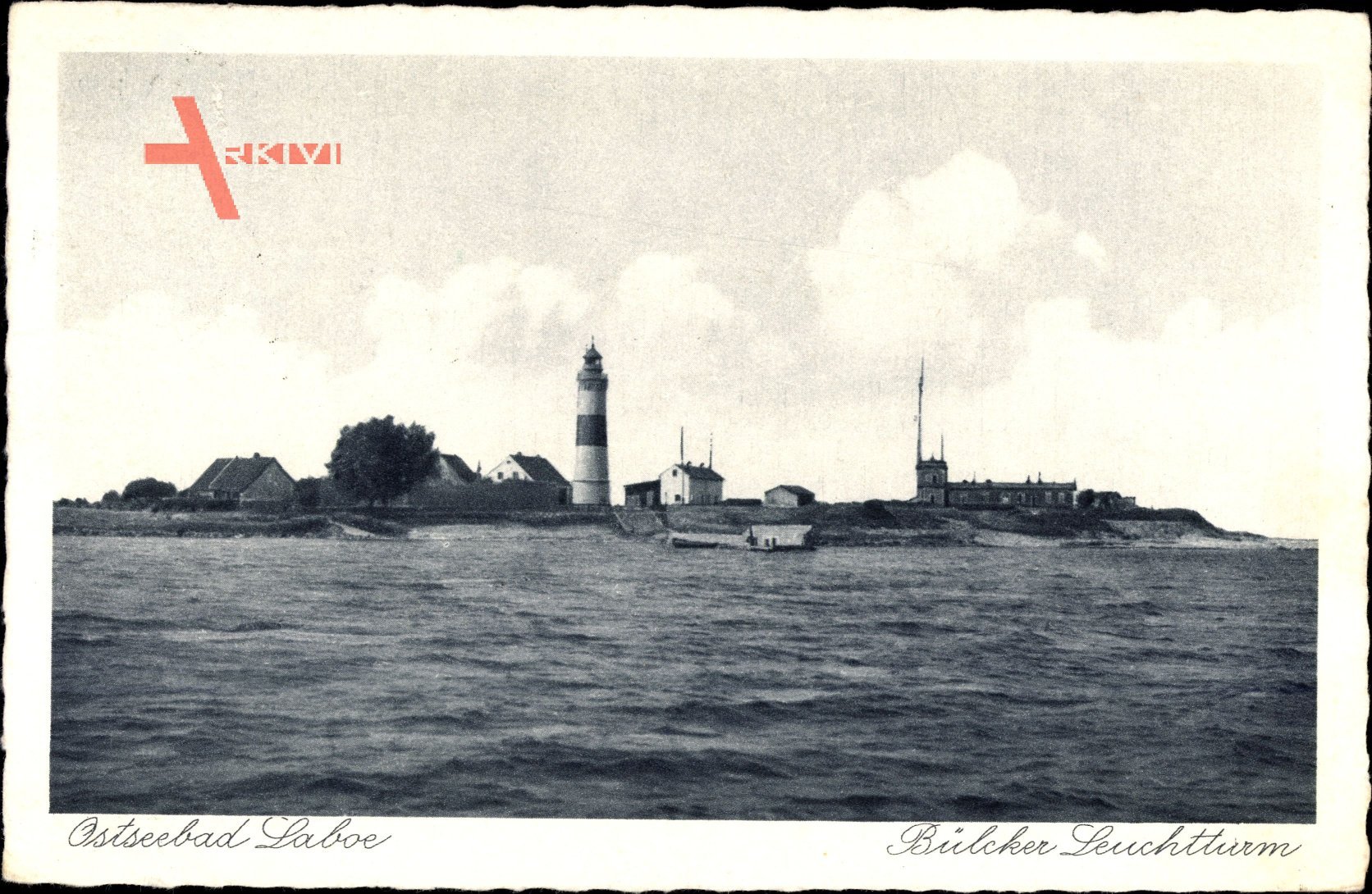 Laboe Probstei Ostsee, Blick vom Wasser auf den Bülcker Leuchtturm