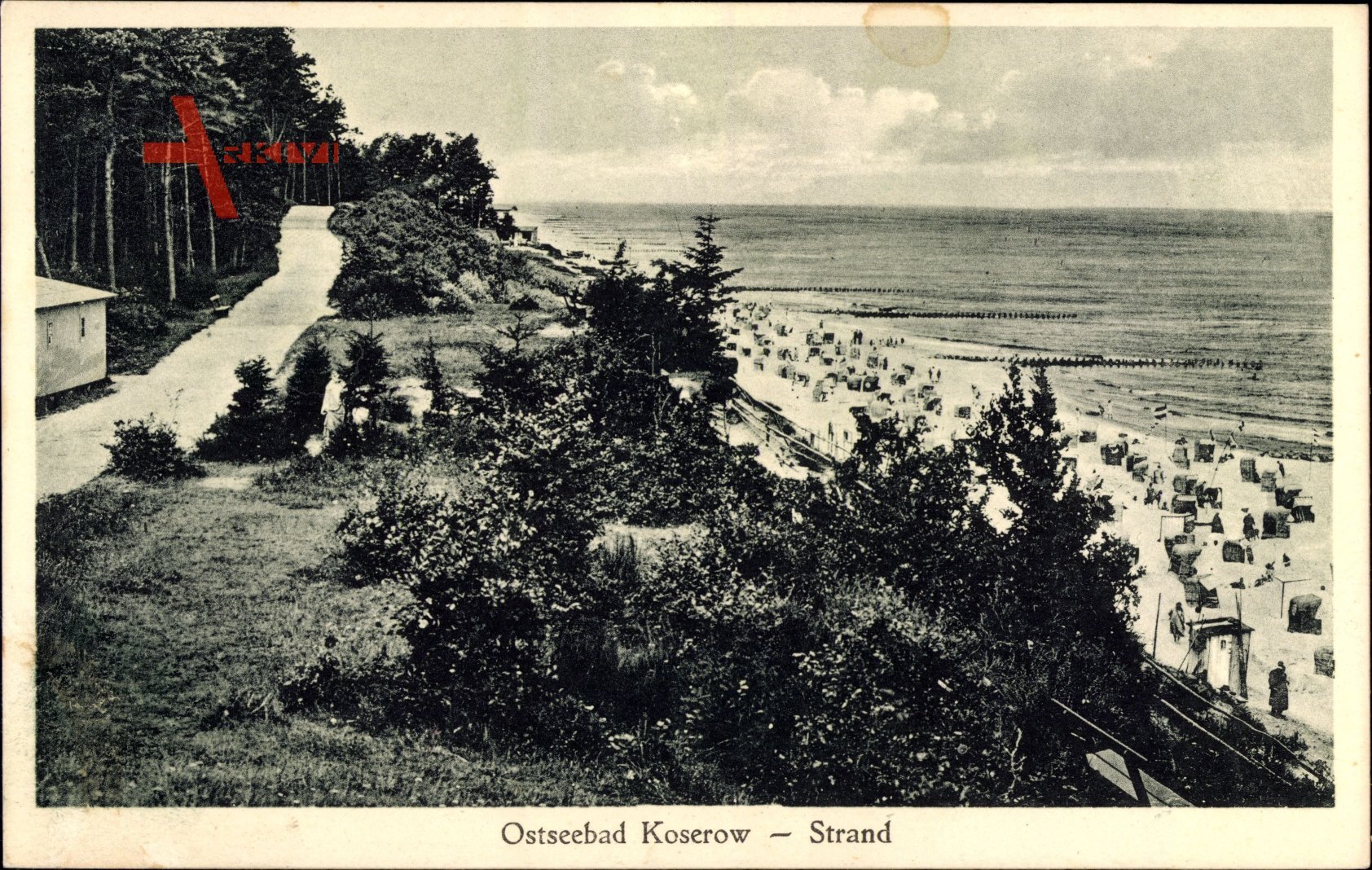 Koserow an der Ostsee, Blick vom Waldrandweg auf den Strand