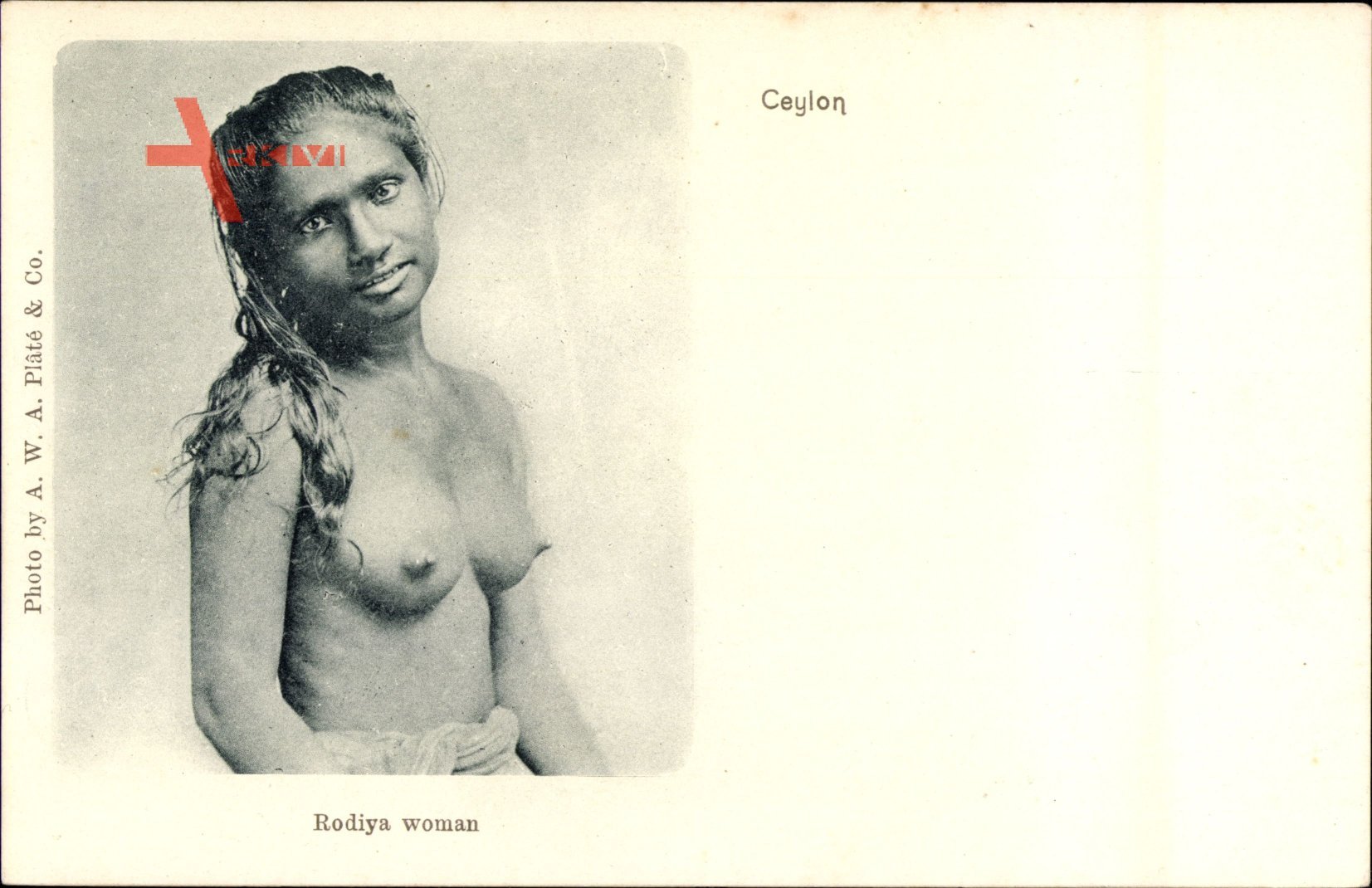 Ceylon Sri Lanka, Rodiya woman, Junge Frau, Barbusig