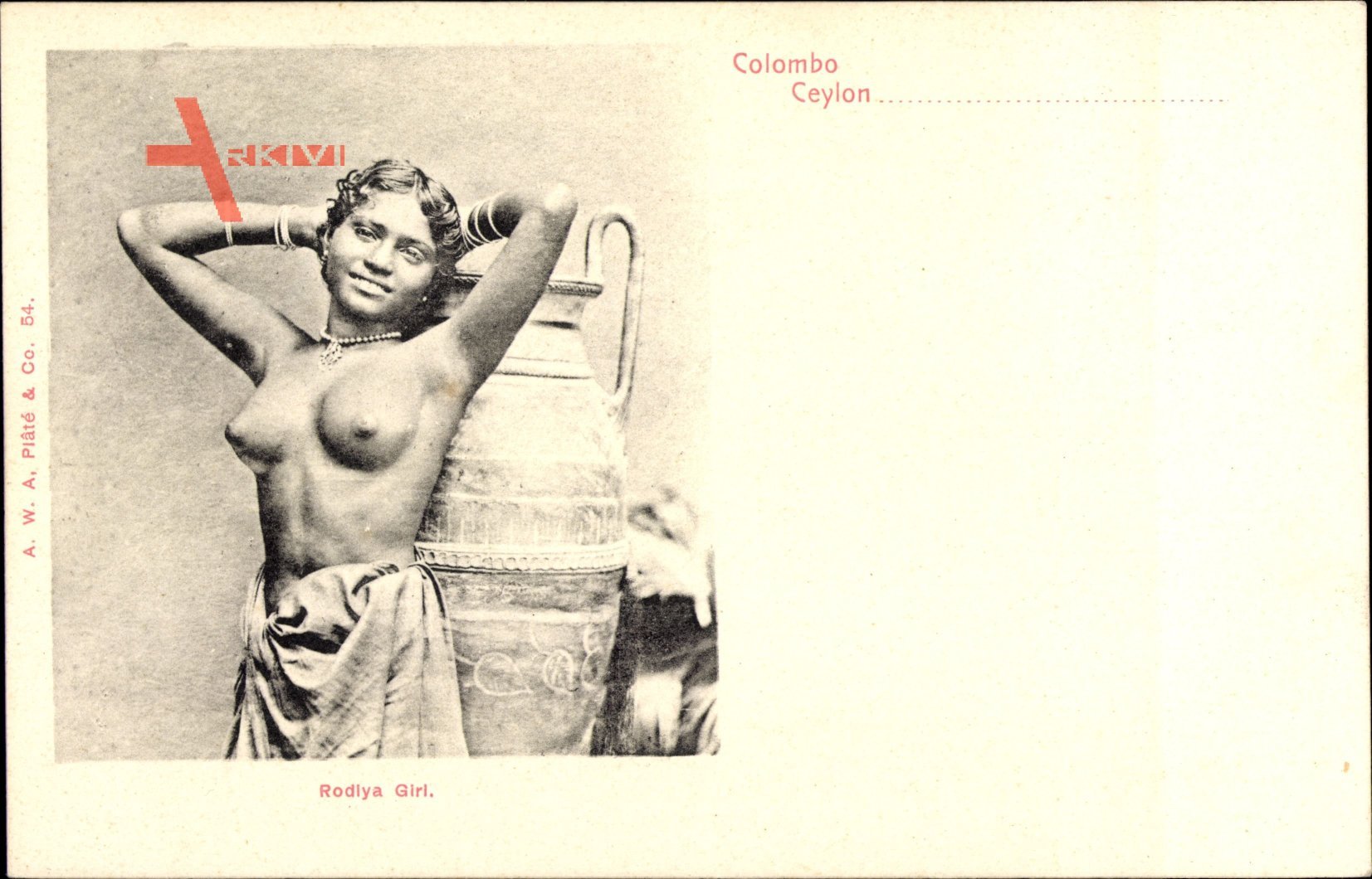 Colombo Ceylon Sri Lanka, Rodiya Girl, Junges Mädchen, Barbusig
