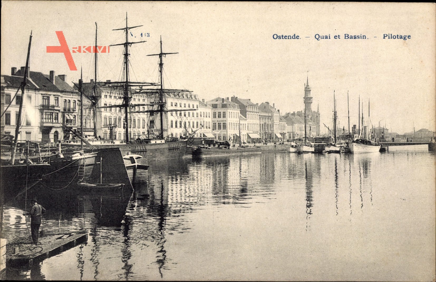 Ostende Westflandern, Quai et Bassin, Pilotage, Segelschiffe im Hafen