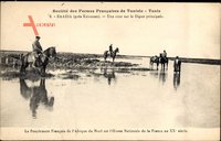 Saadia Tunesien, Une crue sur la Digue principale, Hochwasser, Reiter