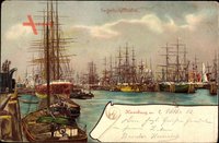 Hamburg, Blick auf den Segelschiffhafen, Segelschiffe