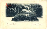 Berlin Tiergarten, Blick auf die Löwengruppe, Statue, Platz