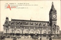 Paris 12e, La Gare de Lyon, Ansicht vom Bahnhof, Turmuhr