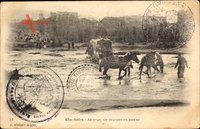 Ain Séfra Algerien, La crue, un fourgon en panne, Hochwasser, Pferdekutsche