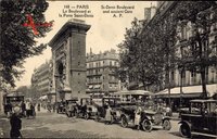 Paris, Le Boulevard et la Porte Saint Denis, Tor, Straßenverkehr