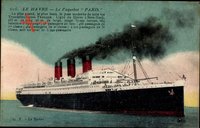 Paquebot Paris, Dampfschiff, Transatlantique, CGT, French Line