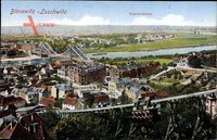Dresden Blasewitz Loschwitz, Teilansicht des Ortsteiles, Bergschwebebahn