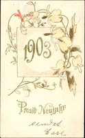 Glückwunsch Neujahr, Jahreszahl 1903, Glockenblumen