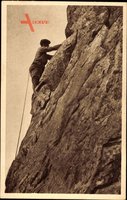 Kletterei im Fels, schwerer Quergang, Dreitorspitz, Ostwand, Bergsteiger