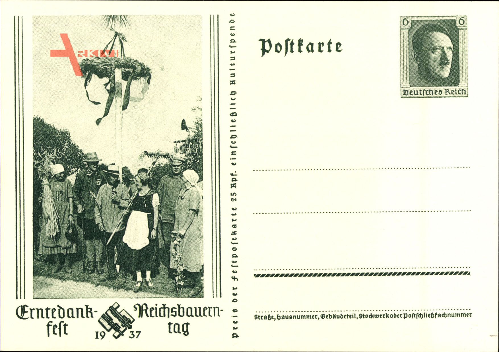 Ganzsachen Erntedankfest, Reichsbauerntag 1937, 6 Pfennig