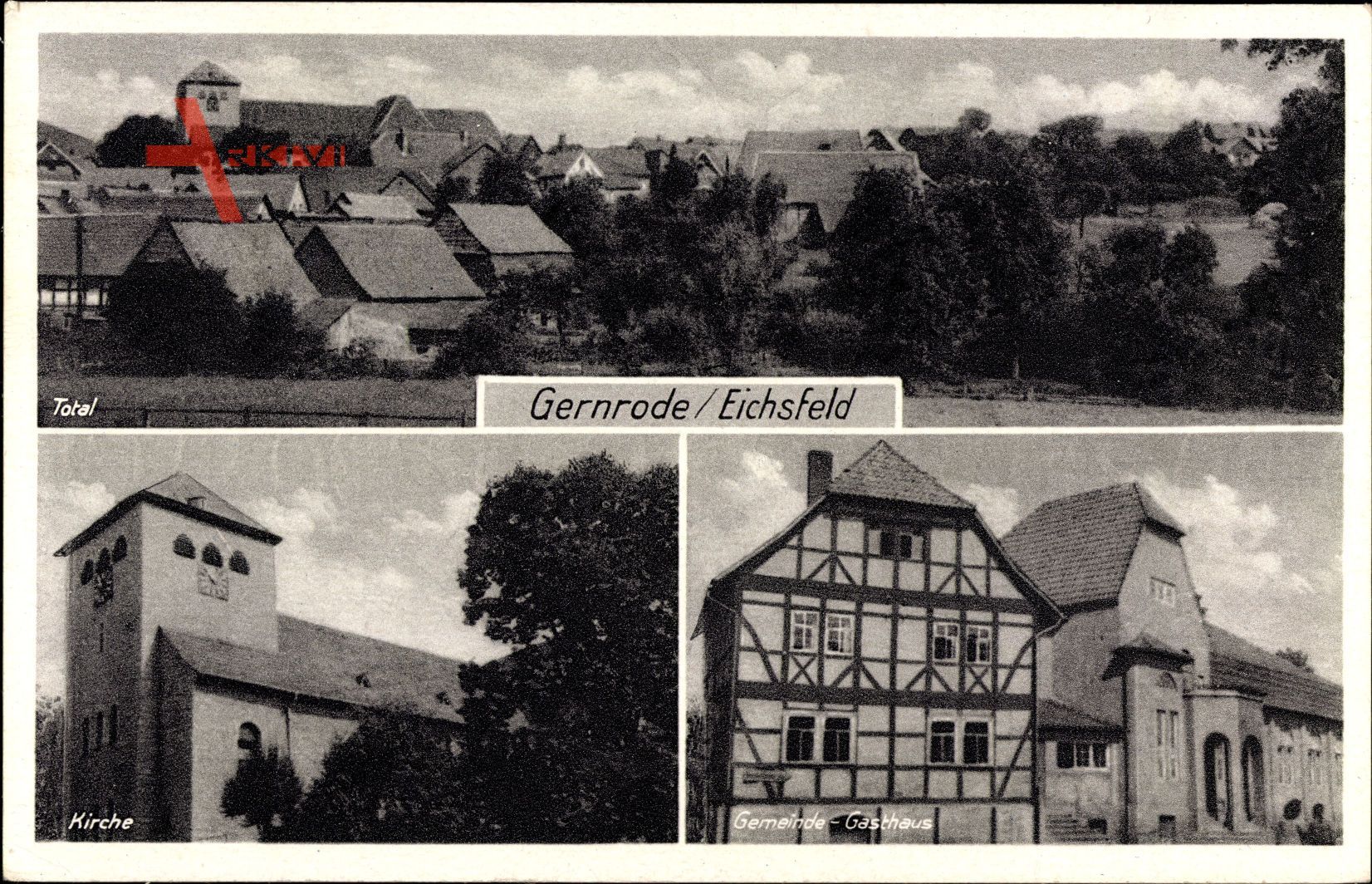 Gernrode im Harz, Kirche, Gemeinde Gasthaus, Totale, Fachwerkhaus