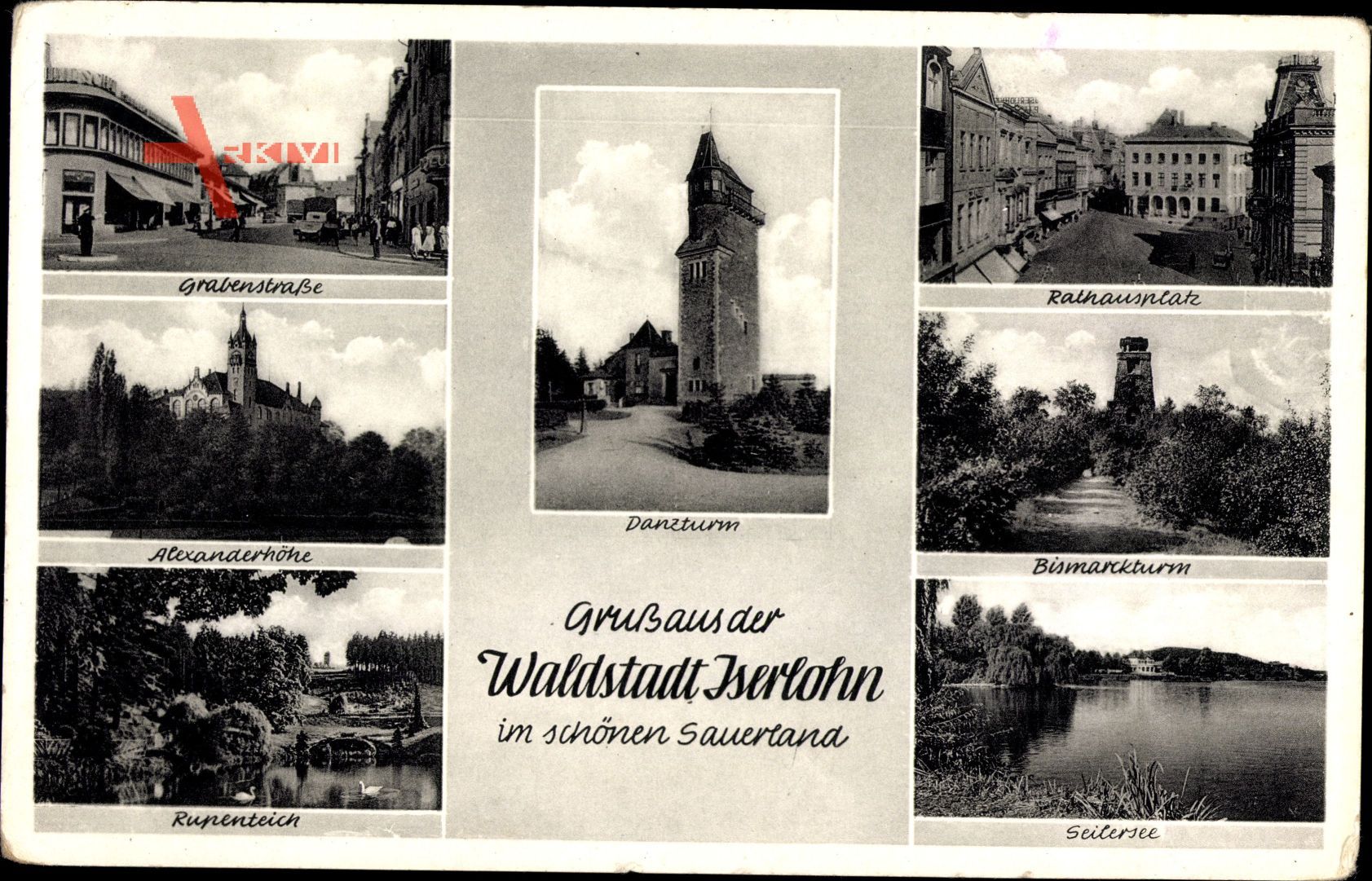 Iserlohn im Märkischen Kreis, Rathausplatz, Bismarckturm, Seilersee