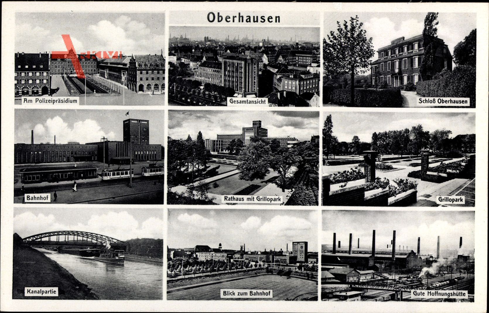 Oberhausen am Rhein, Polizeipräsidium, Bahnhof, Rathaus, Schloß, Grillopark