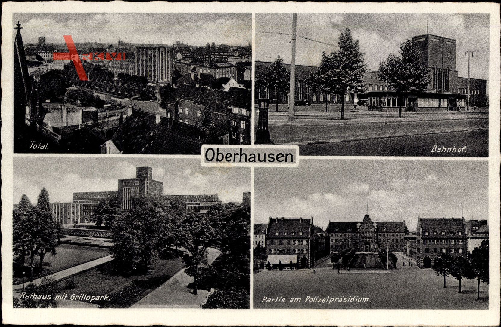 Oberhausen am Rhein, Bahnhof, Rathaus, Polizeipräsidium