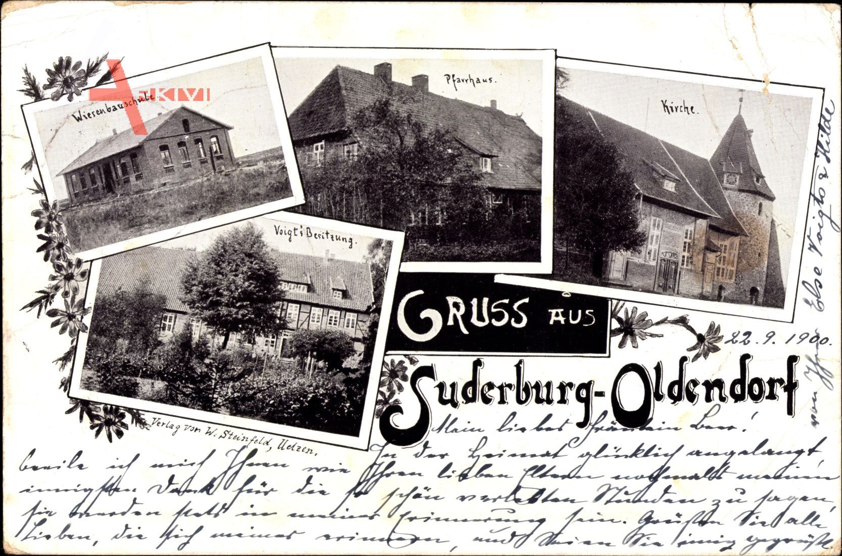 Suderburg Oldendorf, Wiesenbauschule, Voigt's Besitzung, Pfarrhaus, Kirche