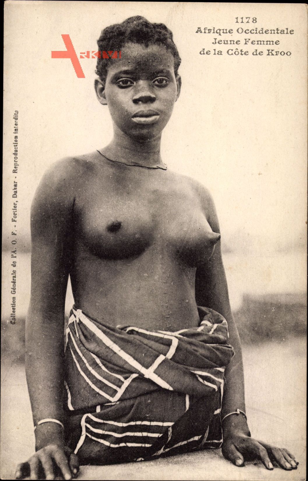Afrique Occidentale, Jeune Femme de la Côte de Kroo, Barbusig, Afrikanerin