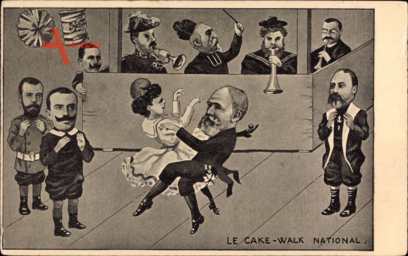 Loubet, Le Cake Walk National, Marianne, Viktor Emanuel III, Eduard VII.