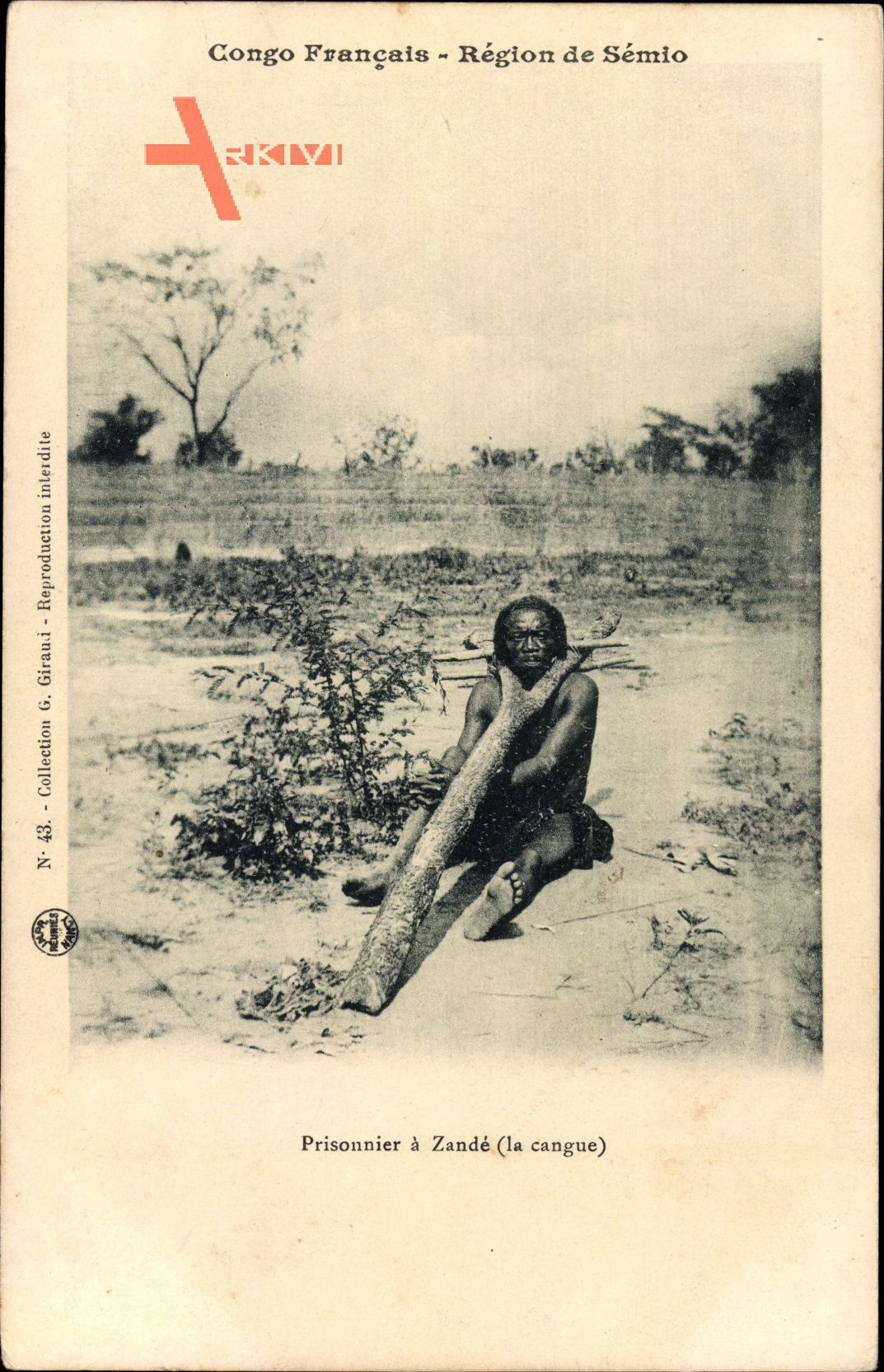 Französisch Kongo, Sémio, Prisonnier à Zandé, Gefangener, Geknebelt am Baum