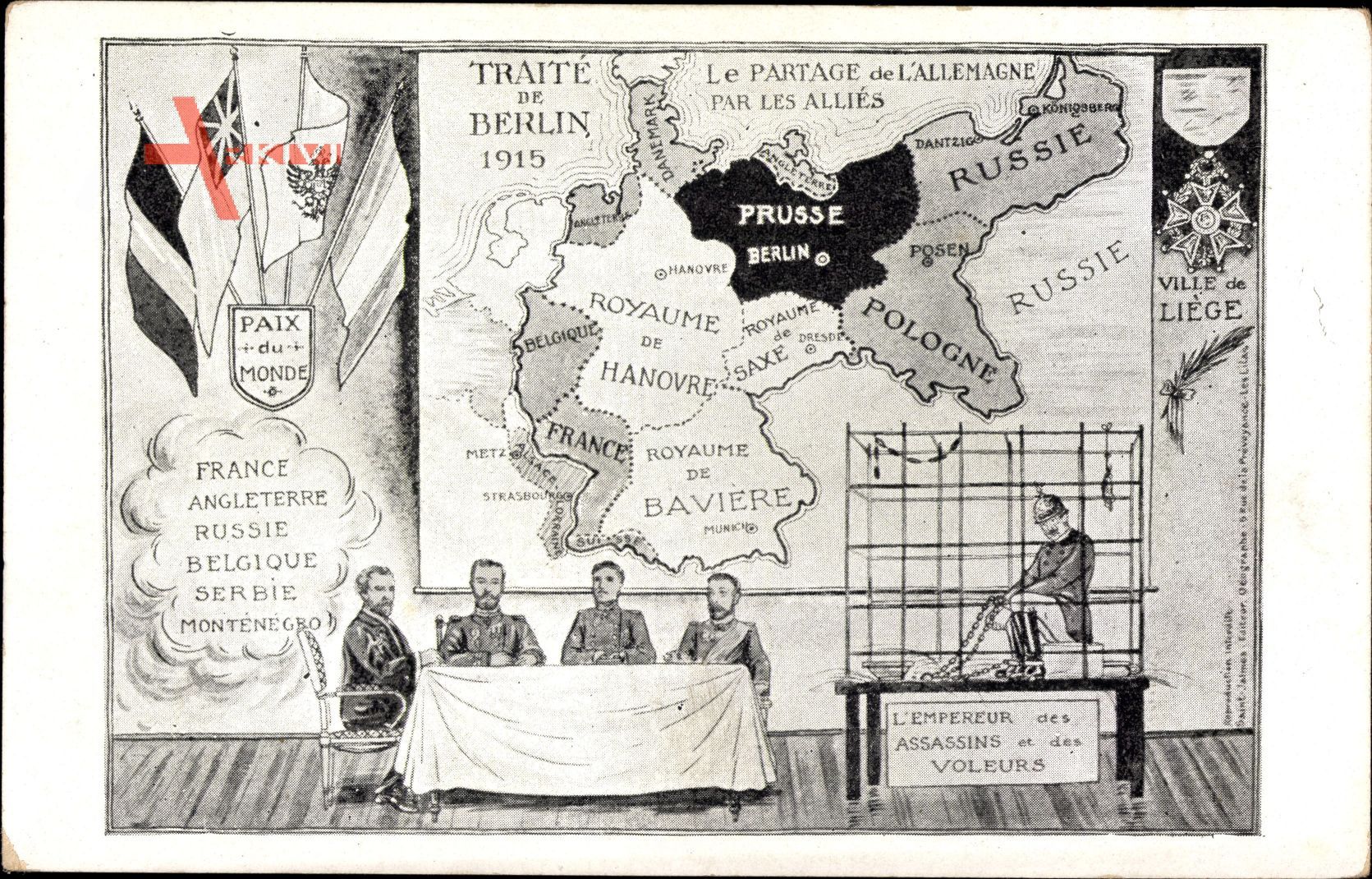 Landkarten Poincaré, Nikolaus II., Albert I., Georg V., Wilhelm II.